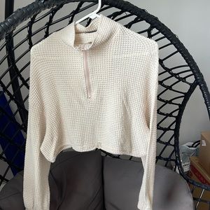 Cropped light sweatshirt | zipper, adjustable waist | crop top